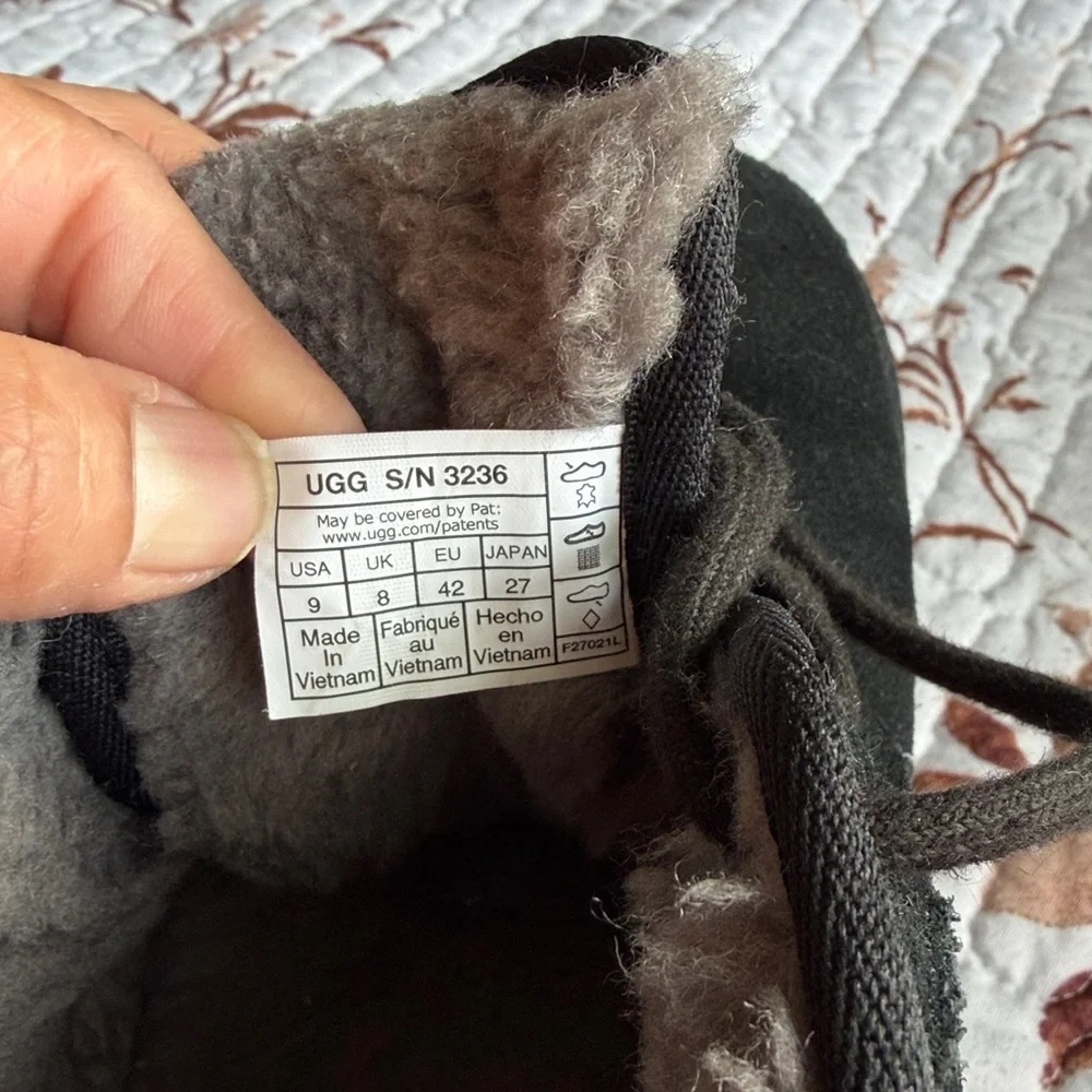 UGG Black Suede Boots with Plush Lining